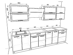 Модульная кухня Шанталь — длина 3 м, 6 цветов фасада на выбор более 12 кв. м.