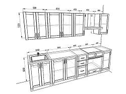 Модульная кухня Базис Nicole-Wood — длина 2,8 м, 6 цветов фасада на выбор для студии