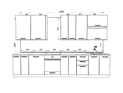 Модульная кухня Шанталь — длина 3,7 м, 8 цветов фасада на выбор хай-тек