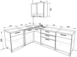 Модульная кухня Базис Linewood — длина 2,5 м, ширина 1,1 м, 6 цветов фасада на выбор ЛДСП