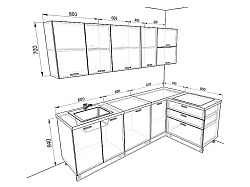 Модульная кухня Люкс — длина 2,4 м, ширина 1,4 м, 5 цветов фасада на выбор минимализм