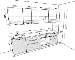 Модульная кухня Терра софт — длина 3 м, 3 цвета фасада на выбор хай-тек