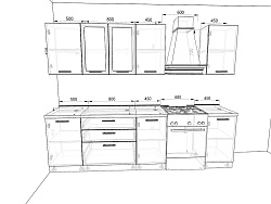 Модульная кухня Базис — длина 2,8 м, 25 цветов фасада на выбор хай-тек