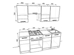 Модульная кухня Базис Linecolor — длина 2 м, 4 цвета фасада на выбор для студии