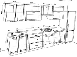 Модульная кухня Базис Nicole — длина 2,4 м, 7 цветов фасада на выбор хай-тек