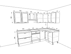 Модульная кухня Люкс — длина 2,4 м, ширина 1,5 м, 5 цветов фасада на выбор минимализм