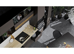 Кухня по индивидуальному заказу Терра софт — длина 3,8 м, ширина 1,4 м, 3 цвета фасада на выбор с островом