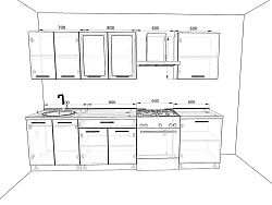 Модульная кухня Базис — длина 2,7 м, 25 цветов фасада на выбор в квартиру