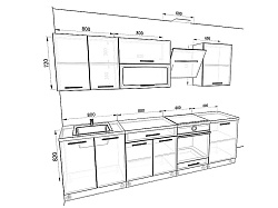 Модульная кухня Базис — длина 2,8 м, 25 цветов фасада на выбор минимализм
