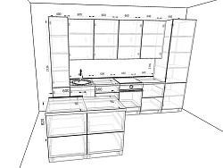 Модульная кухня Эстетик — длина 3,4 м, 2 цвета фасада на выбор минимализм