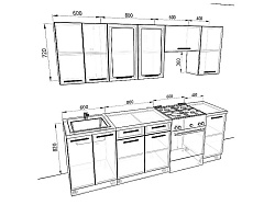 Модульная кухня Греция — длина 2,4 м, 2 цвета фасада на выбор минимализм