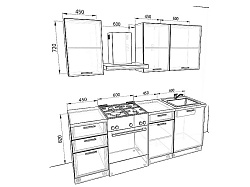Модульная кухня Базис Вудлайн — длина 1,5 м, 5 цветов фасада на выбор для хрущевки