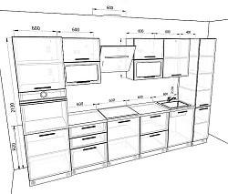 Модульная кухня Валерия-М — длина 3,4 м, 21 цвет фасада на выбор хай-тек
