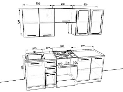 Модульная кухня Греция — длина 2,2 м, 2 цвета фасада на выбор в квартиру