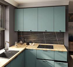 Модульная кухня Валерия-М — длина 2,2 м, ширина 2 м, 21 цвет фасада на выбор хай-тек