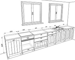 Модульная кухня Мишель — длина 4,2 м, 11 цветов фасада на выбор фисташковая