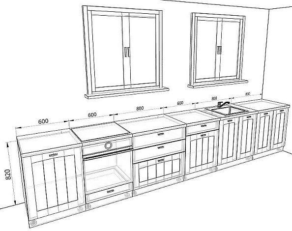 Модульная кухня Мишель — длина 4,2 м, 11 цветов фасада на выбор фисташковая