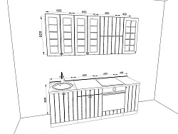 Модульная кухня Прованс — длина 2,2 м, 4 цвета фасада на выбор для студии