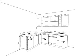Модульная кухня София — длина 2,4 м, ширина 2,2 м, 8 цветов фасада на выбор в квартиру