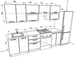 Современная Модульная кухня Греция — длина 2,6 м, 2 цвета фасада на выбор