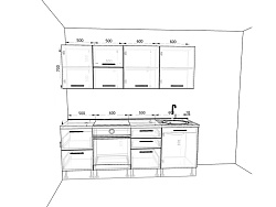 Модульная кухня Оптима — длина 2,2 м, 17 цветов фасада на выбор в коттедж