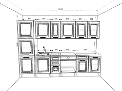 Модульная кухня Классик — длина 3,2 м, 4 цвета фасада на выбор для студии