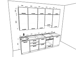 Модульная кухня Валерия-М — длина 2,8 м, 21 цвет фасада на выбор хай-тек