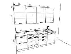 Модульная кухня Хелмер — длина 2,4 м, 3 цвета фасада на выбор минимализм