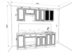 Модульная кухня Нувель — длина 2 м, 2 цвета фасада на выбор в квартиру