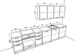 Модульная кухня Базис Вудлайн — длина 3,2 м, 5 цветов фасада на выбор ЛДСП