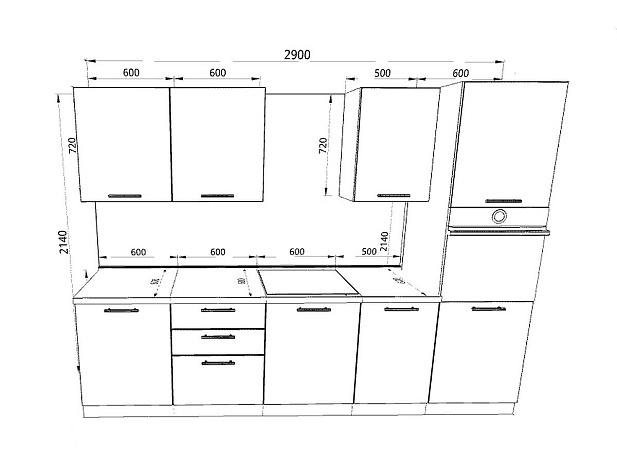 Модульная кухня Шанталь — длина 2,9 м, 8 цветов фасада на выбор хай-тек