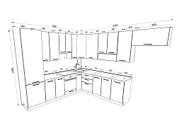 Модульная кухня Шанталь — длина 3,4 м, 8 цветов фасада на выбор более 12 кв. м.
